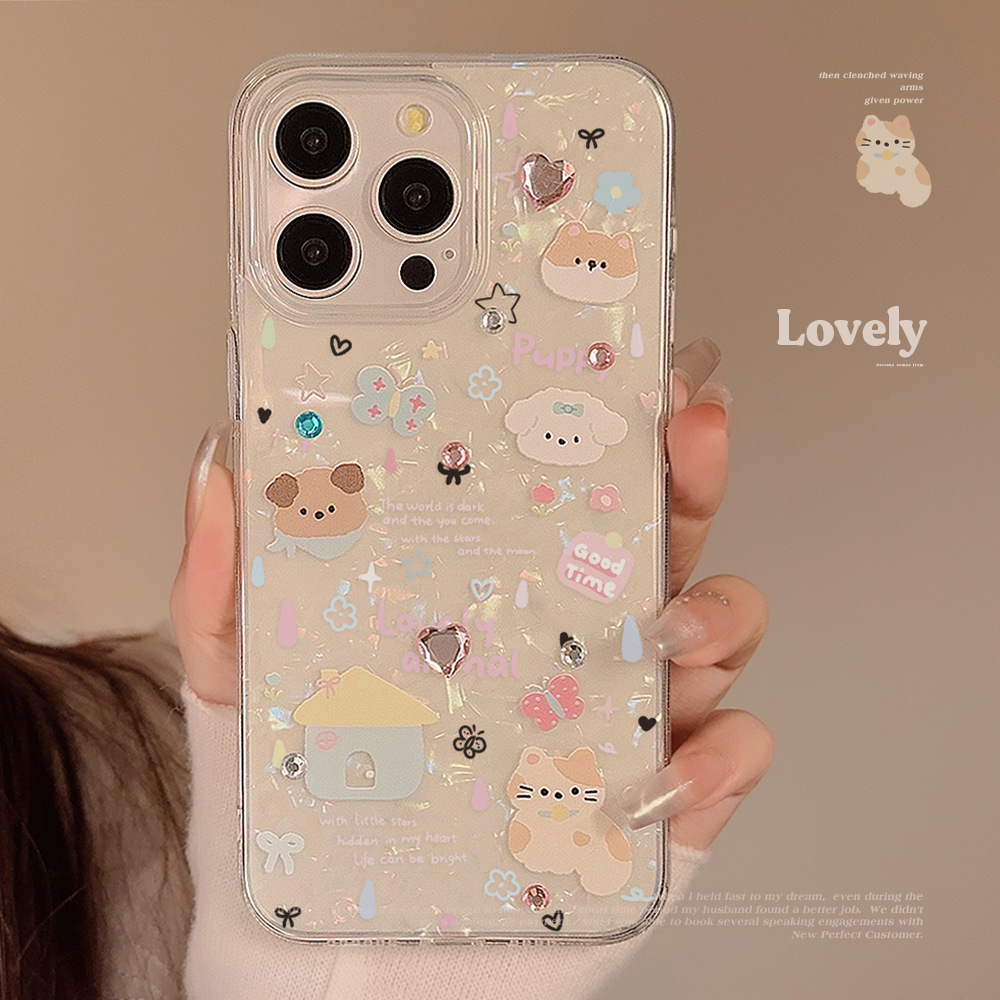 귀여운 만화 강아지 쉘 패턴 폰 케이스 (아이폰 11, - Clear Shockproof Bumper Case 리뷰 및 가격