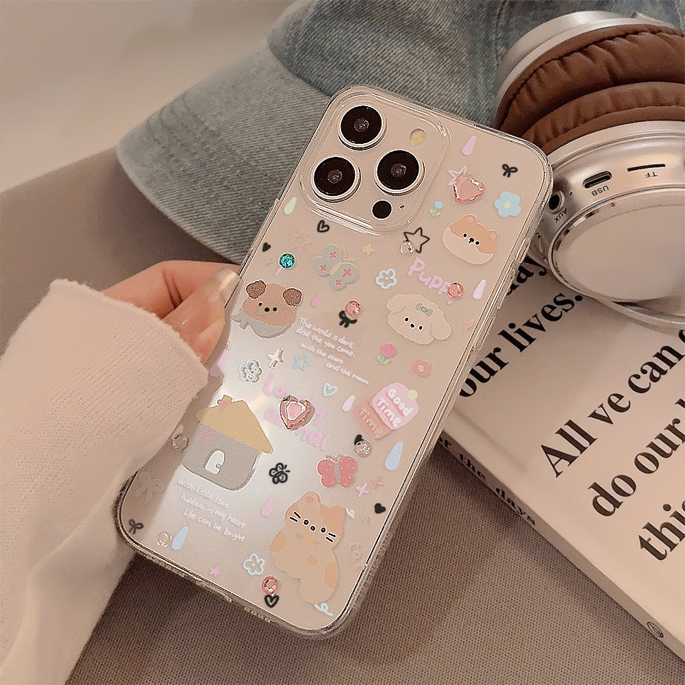 귀여운 만화 강아지 쉘 패턴 폰 케이스 (아이폰 11, - Clear Shockproof Bumper Case 리뷰 및 가격
