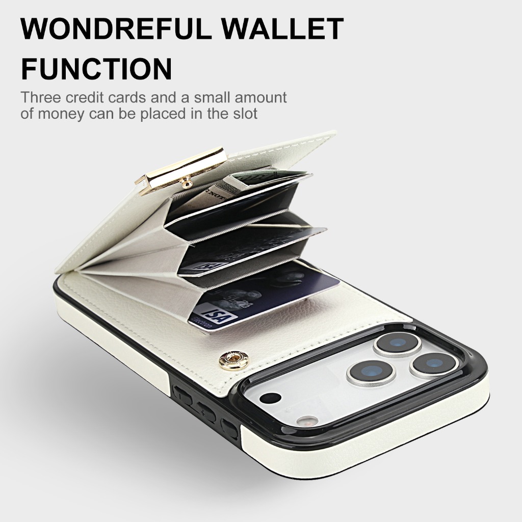 아이폰 17 프로 맥스 에어 17e 16e 15 14  - Leather Wallet Card Holder Phone Cover 리뷰 및 가격