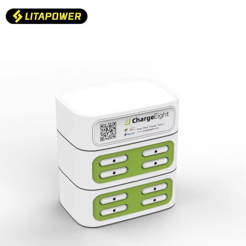 QR 코드 스캐너가 있는 8슬롯 보조배터리 대여소 -  - Power Banks 리뷰 및 가격