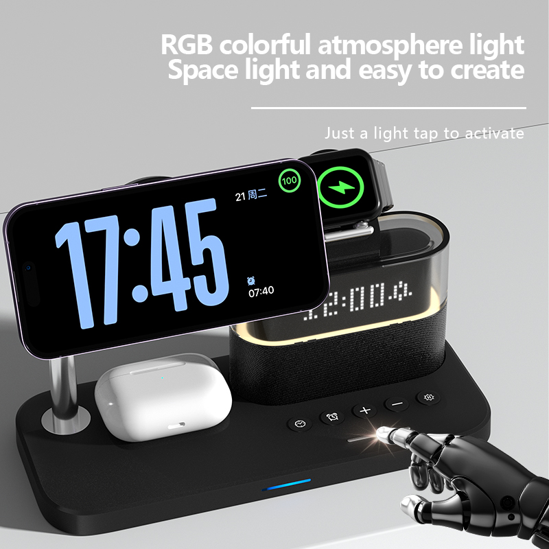 다기능 무선 충전기 스탠드 패드 RGB 라이트 알람 시 - Power Banks 리뷰 및 가격